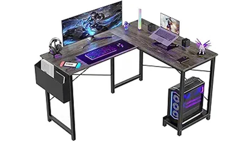 grey l shaped gaming desk