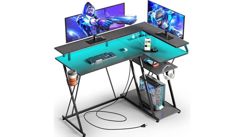 l shaped gaming desk features