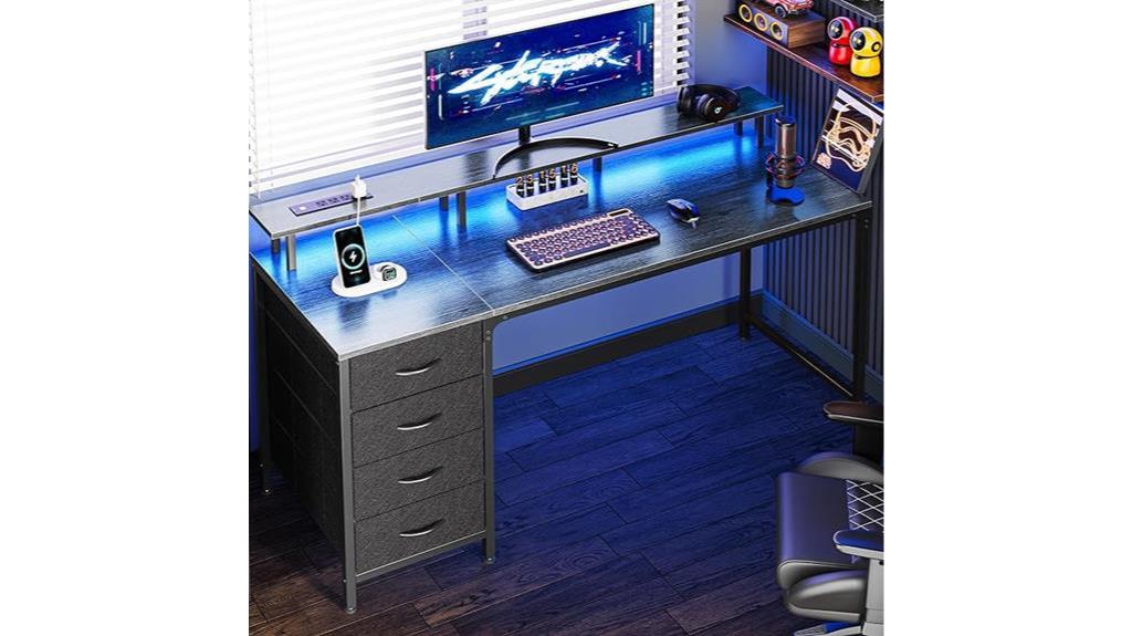 led desk with outlets