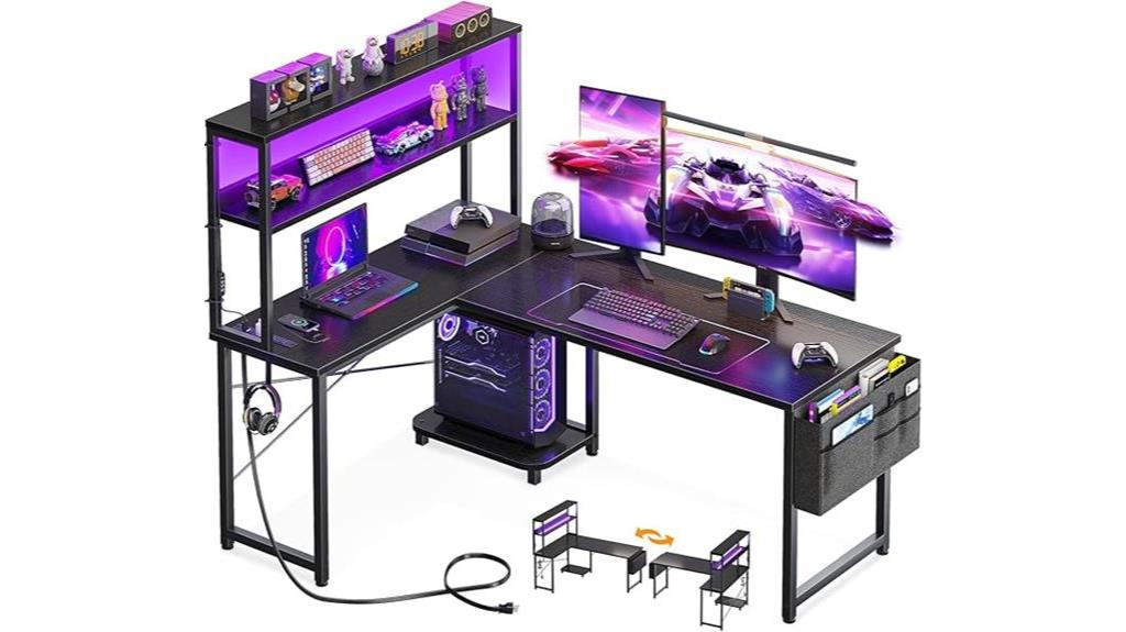 led l shaped gaming desk