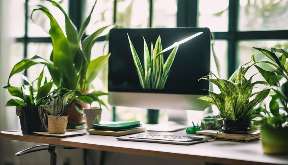 productive office desk plants