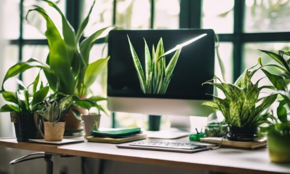 productive office desk plants