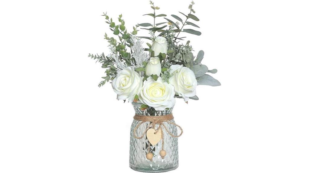 silk roses in vase