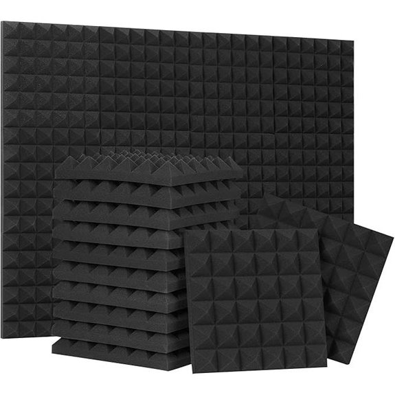 12-Pack Pyramid Acoustic Foam Panels for Soundproofing
