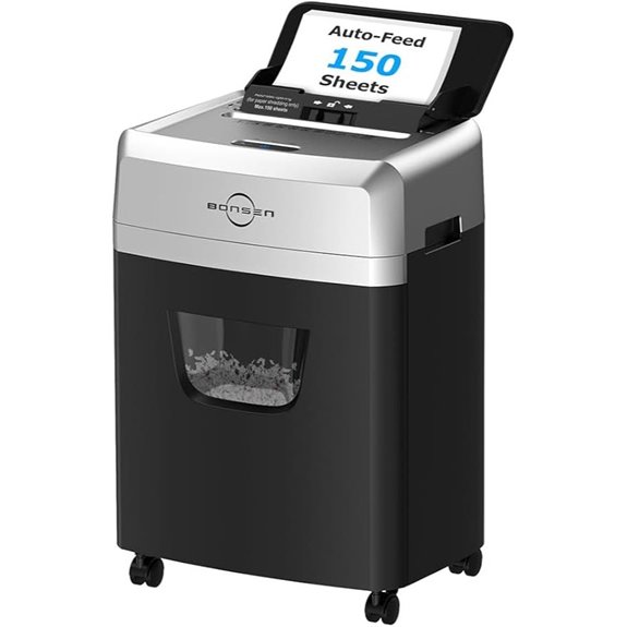BONSEN 150-Sheet Autofeed Micro-Cut Shredder