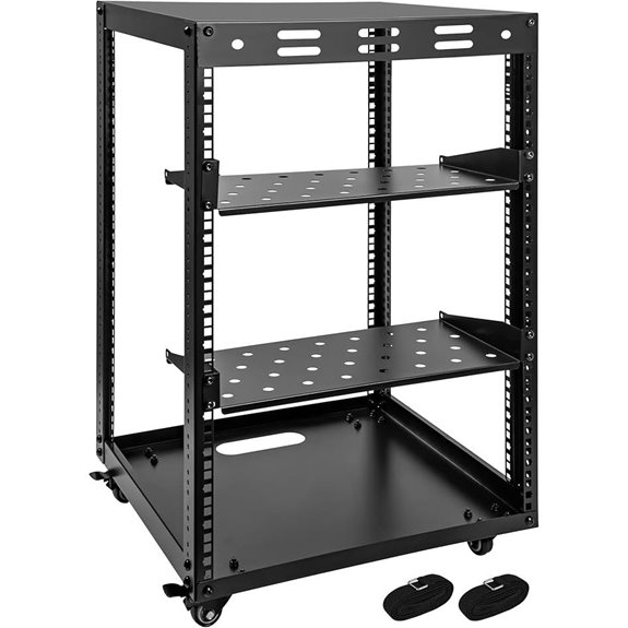 15U Wall-Mount Server Rack with Casters and Shelves
