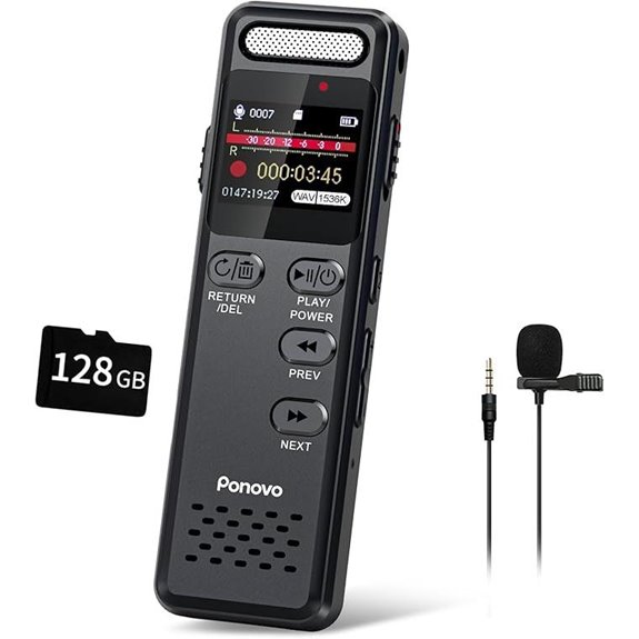 160GB Voice Recorder with Microphone and Noise Reduction