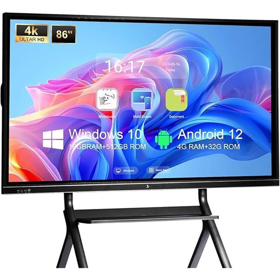 86 4K Touchscreen Smart Whiteboard with Dual System