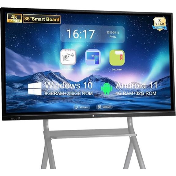 86 4K UHD Interactive Whiteboard with Dual OS
