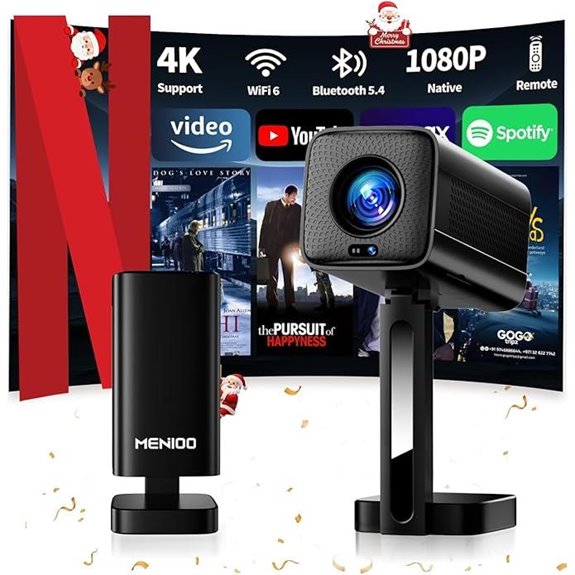 Mini Projector with 4K Support WiFi 6 & Bluetooth 5.4