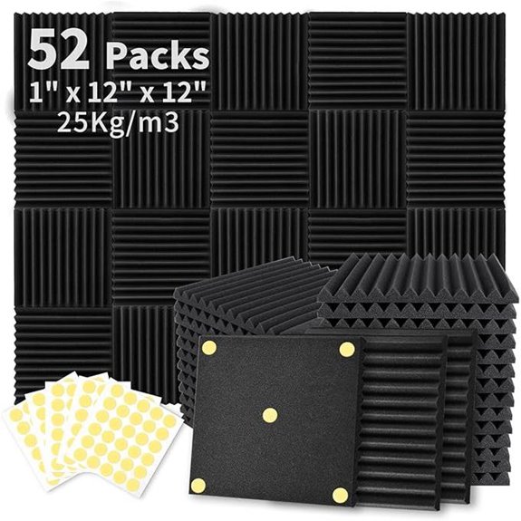 Focusound 52-Pack Acoustic Foam Soundproof Panels
