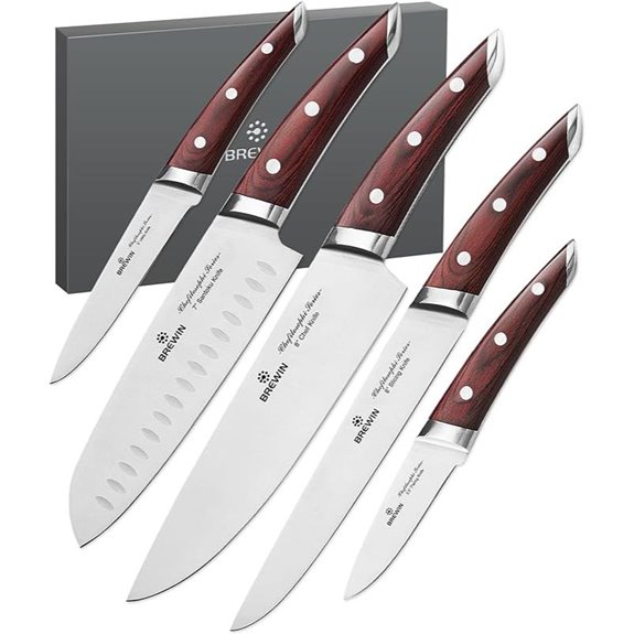 Brewin Chef Knife Set 5-Piece with Pakkawood Handles