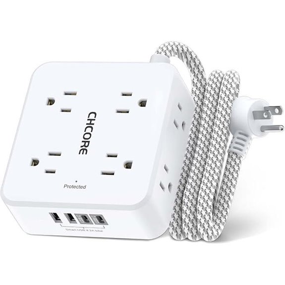 CHCORE 5ft Surge Protector Power Strip with USB