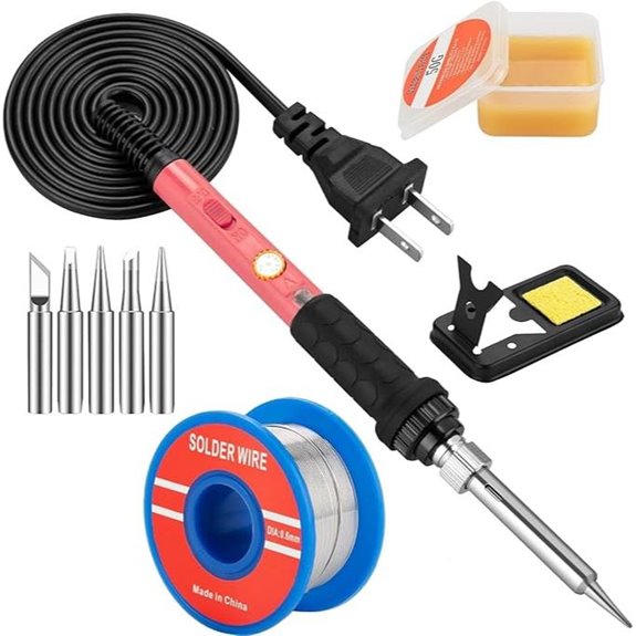 60W Soldering Iron Kit with 5 Tips and Adjustable Temp