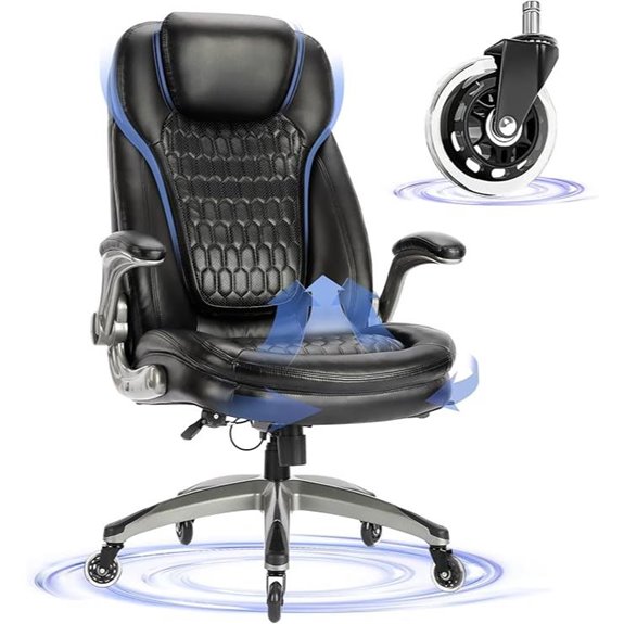 Ergonomic Black Office Chair with Flip-up Arms