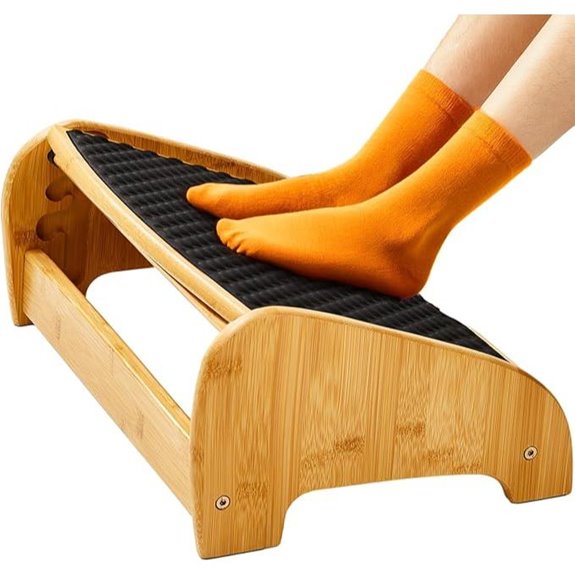 HUANUO Bamboo Under Desk Footrest with Adjustable Angles