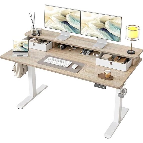 TIQLAB Adjustable Sit-Stand Desk with Storage