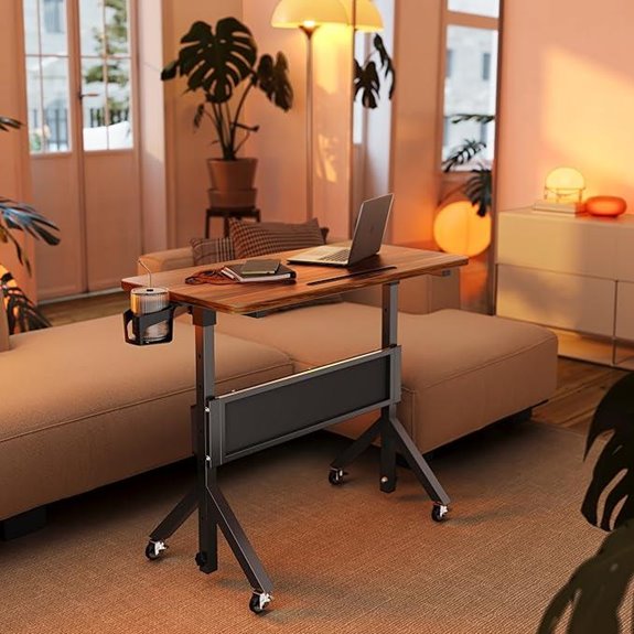 HUANUO Adjustable Rolling Standing Desk Walnut