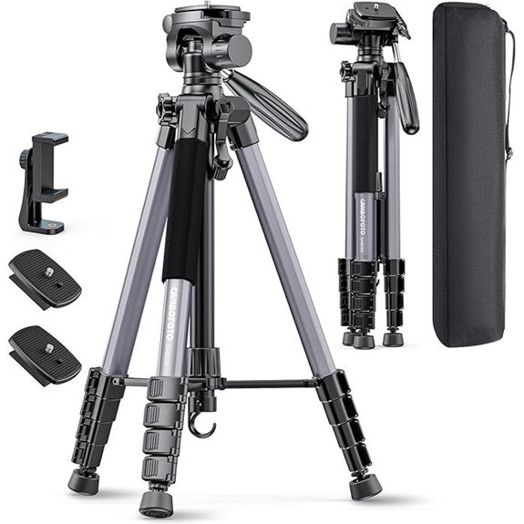 CAMBOFOTO 74 Aluminum Camera Tripod with Phone Holder