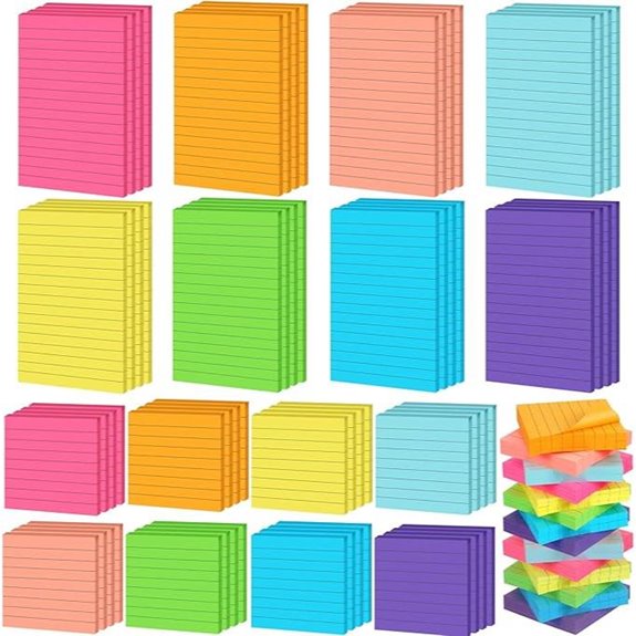Yexiya 64 Pcs Lined Sticky Notes Assorted Colors