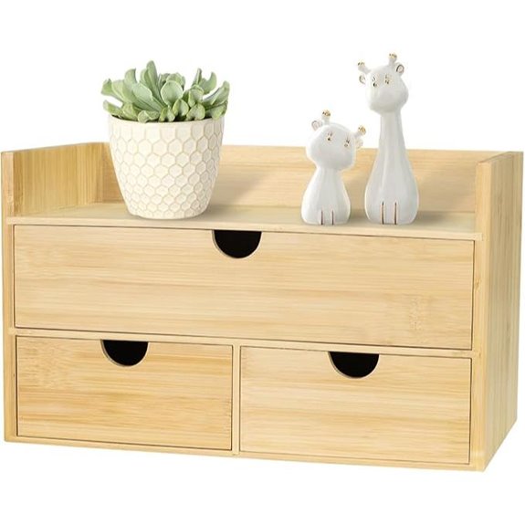 Bamboo Desk Organizer with 3 Drawers