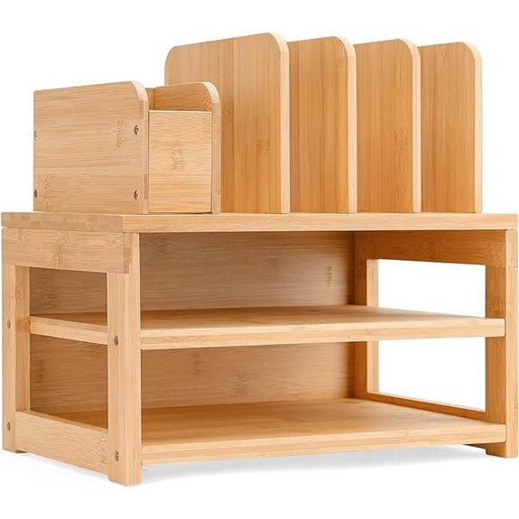 Homde Bamboo Desk Organizer with File Holder