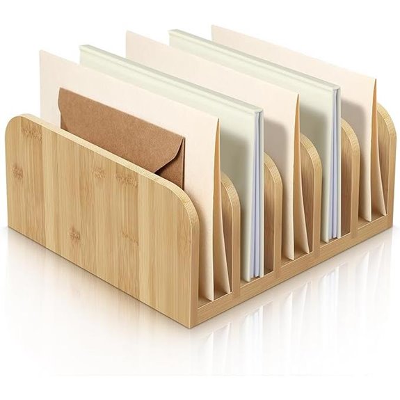 Bamboo Desk Mail Organizer with 5 Compartments