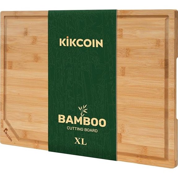Kikcoin Bamboo Cutting Board with Juice Groove
