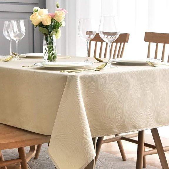 beige spillproof tablecloth