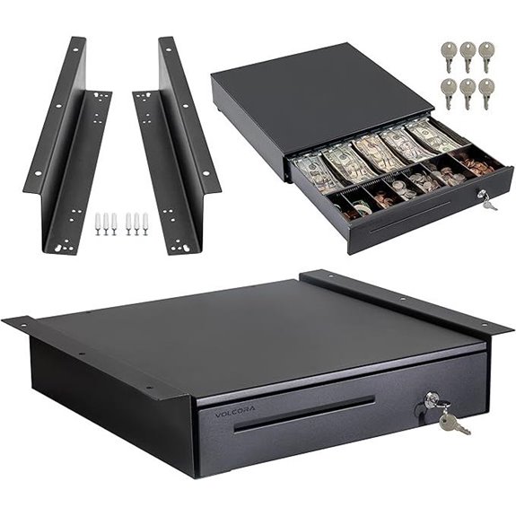 Volcora 16 Black Cash Register Drawer with Media Slot