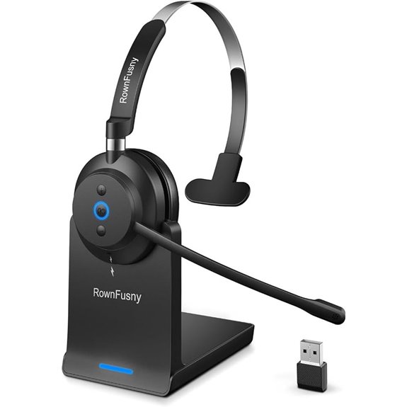 Wireless Bluetooth Headset with Mic and Charging Base