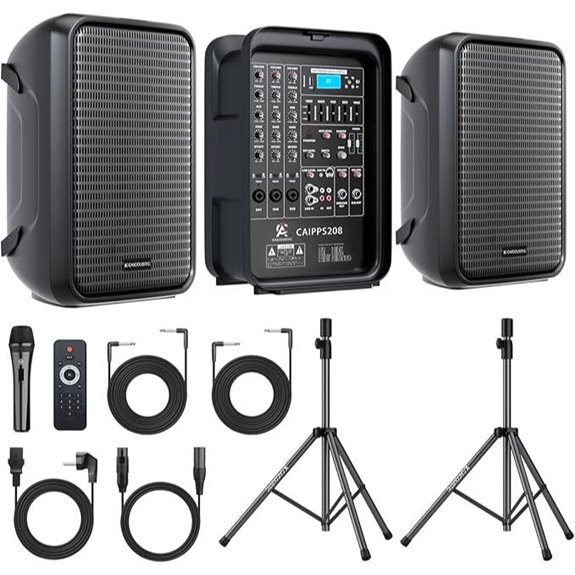 All-in-One 2-Way PA Speaker DJ Mixer Bundle