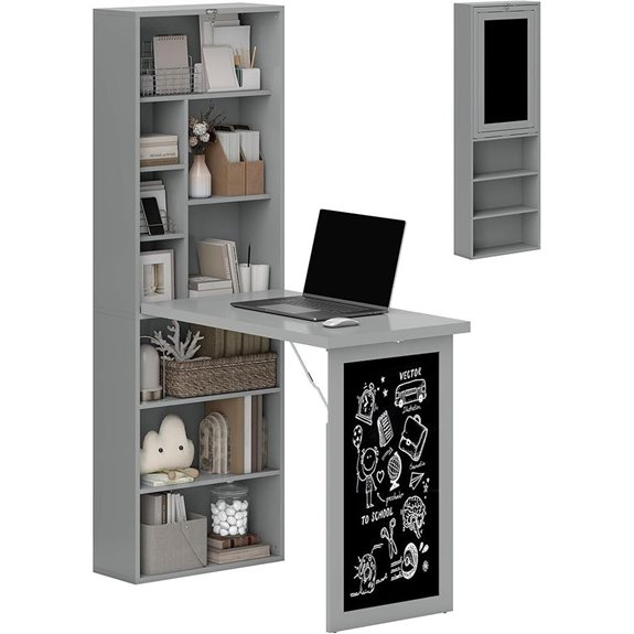 HOMCOM Convertible Writing Desk with Blackboard and Shelf