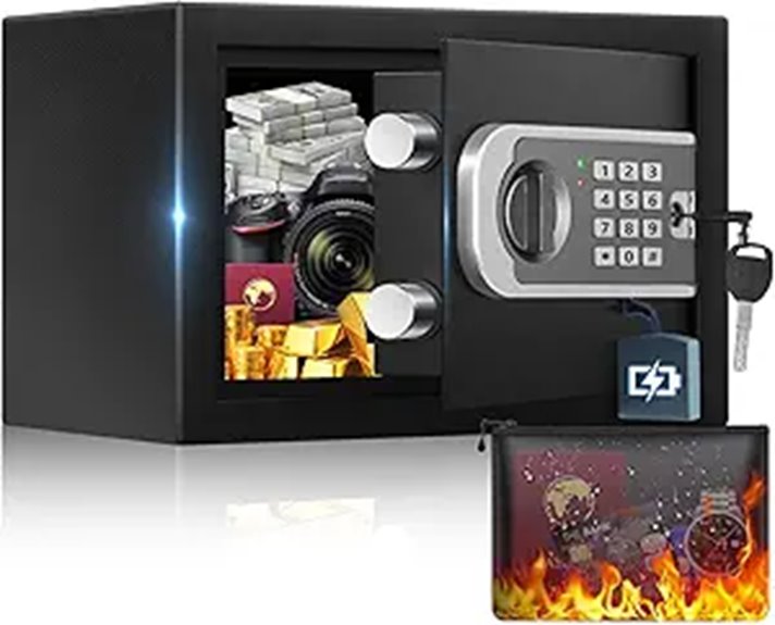 Small Safe Box with Digital Keypad and Fireproof Bag
