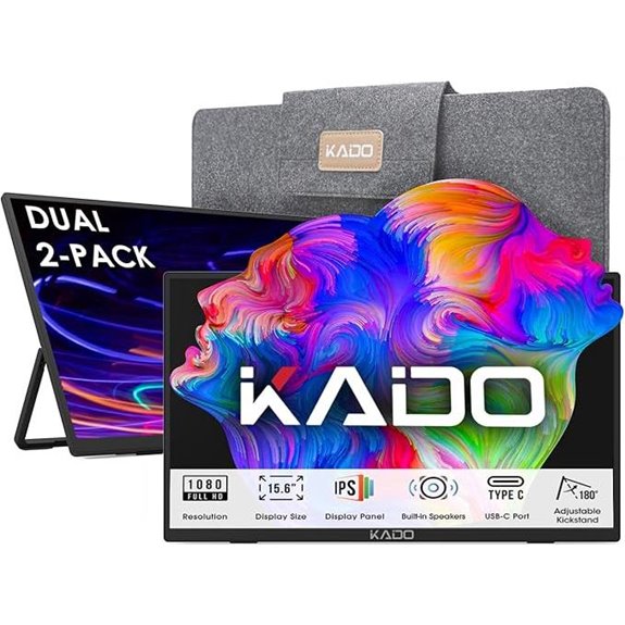 Kado Dual Portable Monitors 15.6 FHD USB-C HDMI