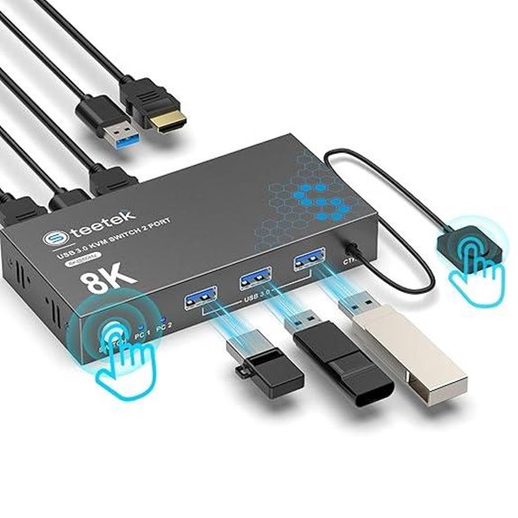 USB 3.0 HDMI KVM Switch for 2 Computers