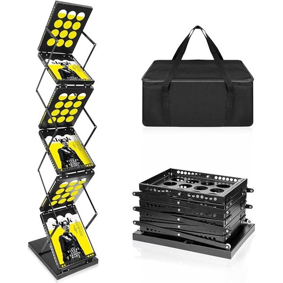Folding Literature Rack with 6 Pockets for Display