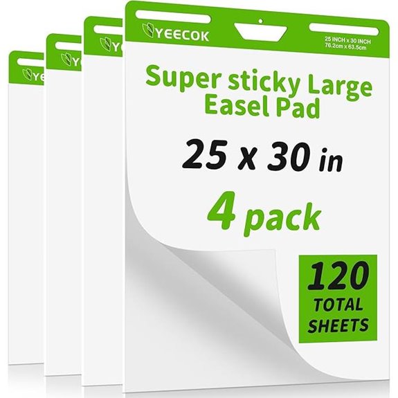 Sticky Easel Pad with 30 Sheets 4-Pack