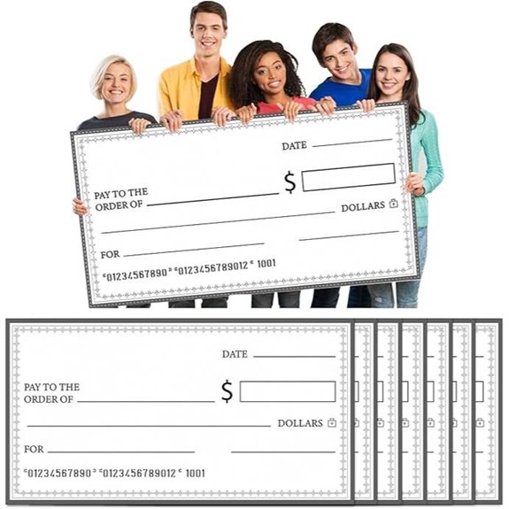 Eersida 6 Pcs Giant Fake Checks for Events