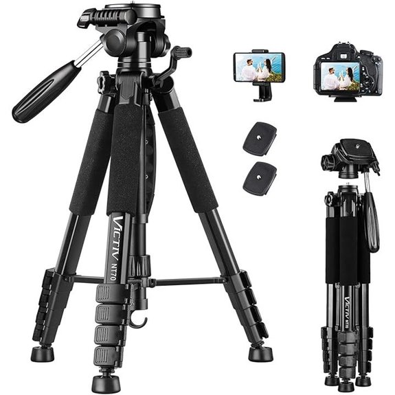 VICTIV 74” Aluminum Camera Tripod with Phone Holder