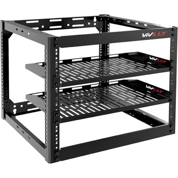 10U Heavy Duty Open Frame Network Rack with Shelves