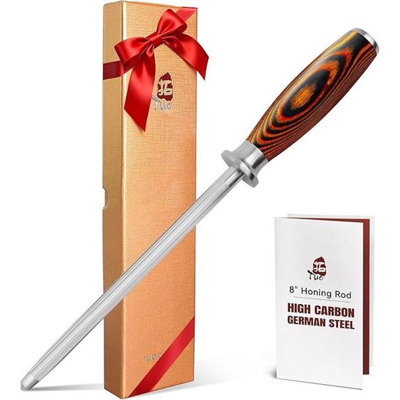 TUO 8-Inch High Carbon Steel Knife Sharpener Rod