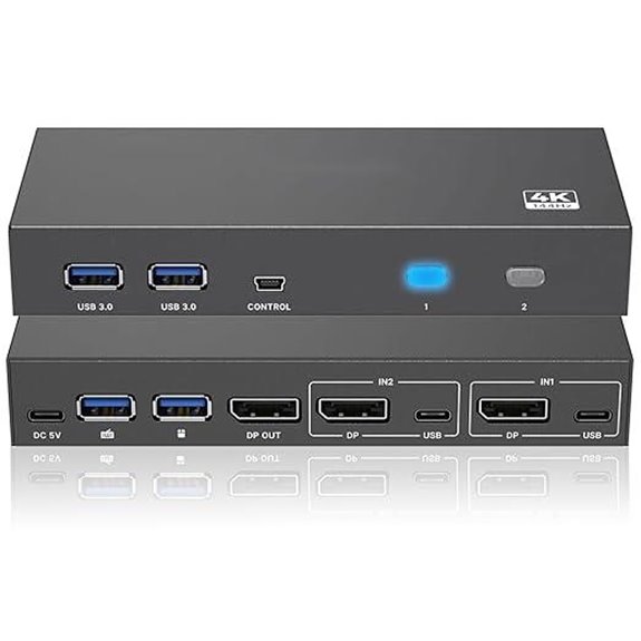 DisplayPort USB 3.0 KVM Switch 2 Computers 8K@60Hz