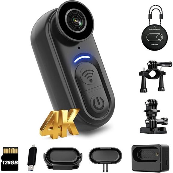 4K Mini Body Camera 128GB Portable Action Cam