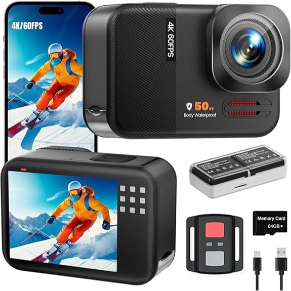 4K Action Camera with Touch Screen and Accessories