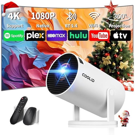 Mini Projector with 4K WiFi 6 & Bluetooth 5.4