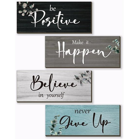 Motivational Office Wall Decor 4 Pcs Wooden Hangings