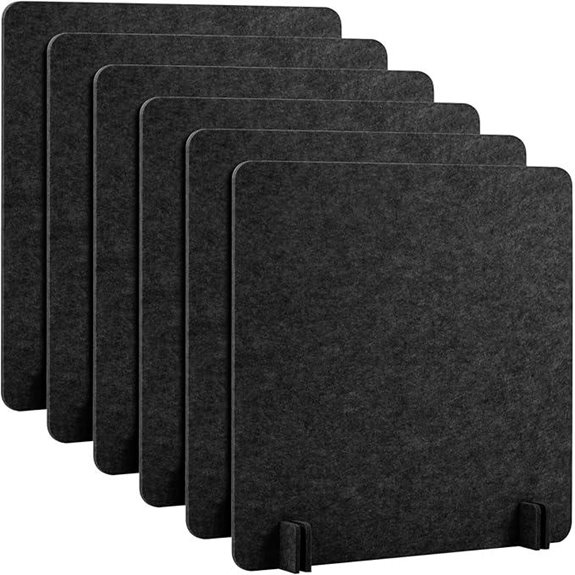 Kisston 6-Pack Acoustic Desk Privacy Panels Dark Gray
