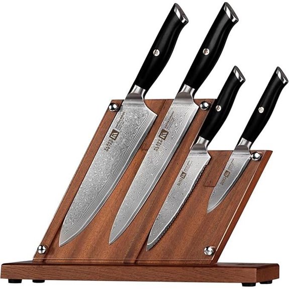 Klaus Meyer Damascus Knife Set with Magnetic Block