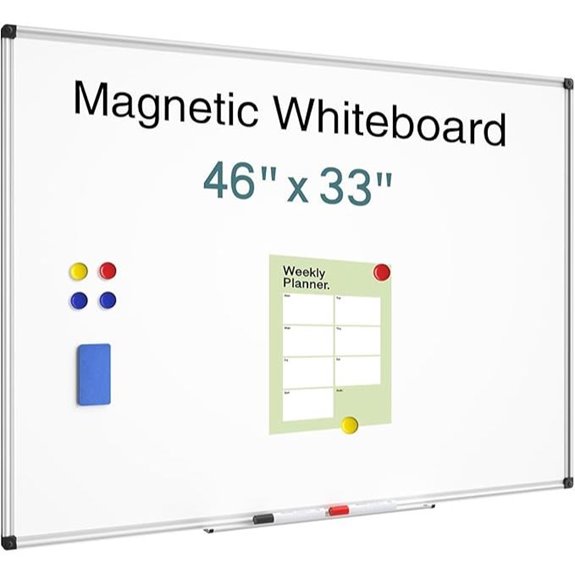 large magnetic whiteboard with accessories